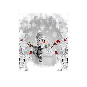 Grey Snowflake With Red Cardinal Unframed Canvas Wall Art  16" X 20"
